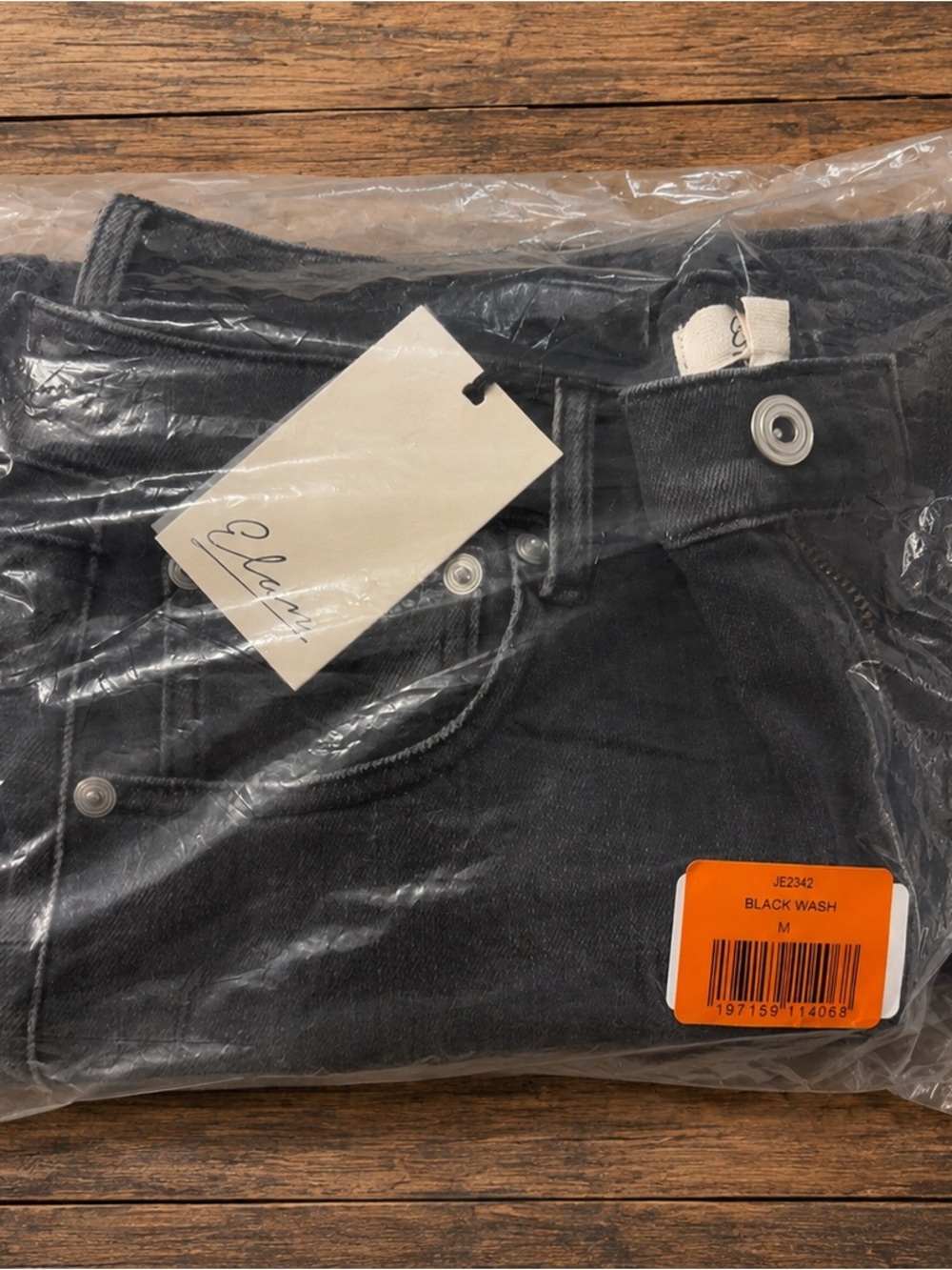 NWT Elan Black Wash Wide Leg Jeans Raw Hem High Rise Denim Medium - Picture 7 of 9